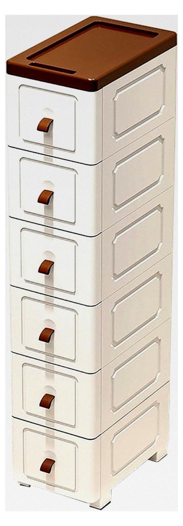 Schmaler Schrank mit Schubladen, mobile Aufbewahrungslösung, viel Stauraum, einfache Montage, für Badezimmer, Schlafzimmer, Wohnzimmer, 6-stufig