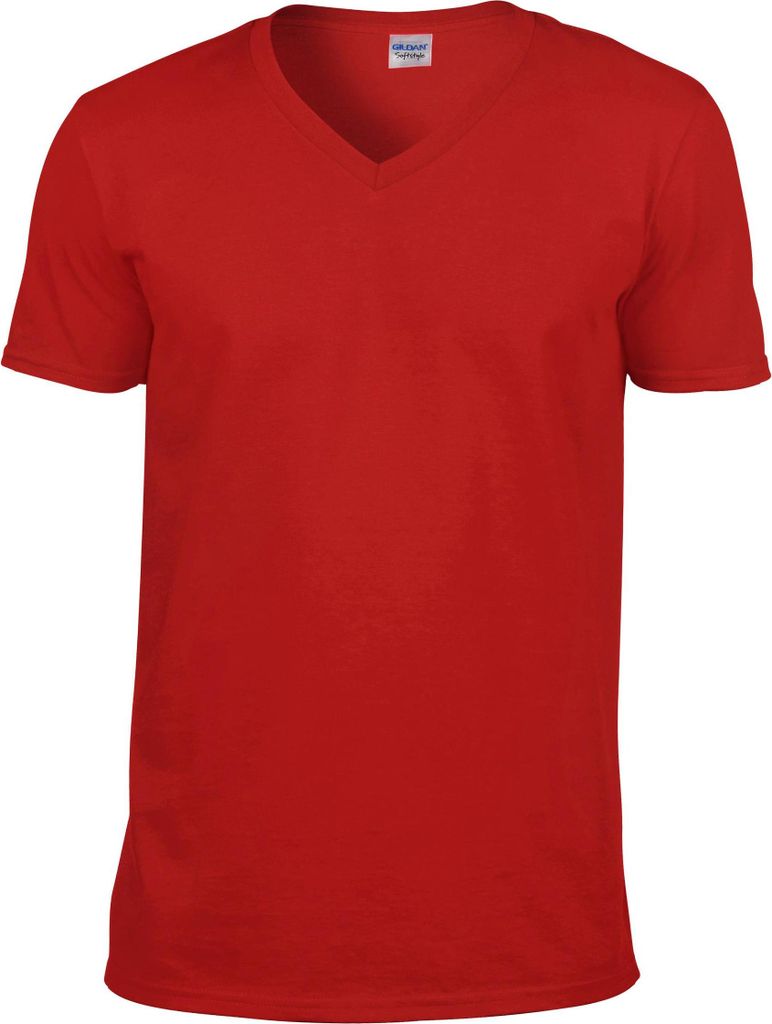 Gildan Herren Soft Style T-Shirt, V-Ausschnitt, Kurzarm FK399 (L) (Rot)