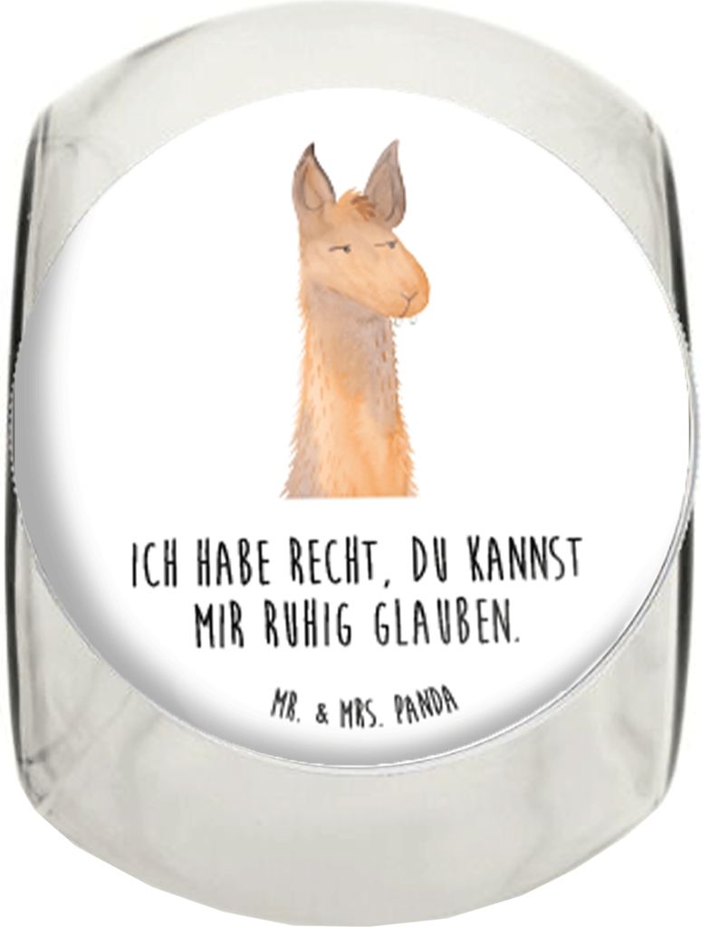Mr. & Mrs. Panda Bonbonglas Lamakopf Genervt XL 2000ml - Weiß - Geschenk, Freundin, Büro, Lama, Aufbewahrungsdose, Vorratsbehälter, Beste, Bonbo...
