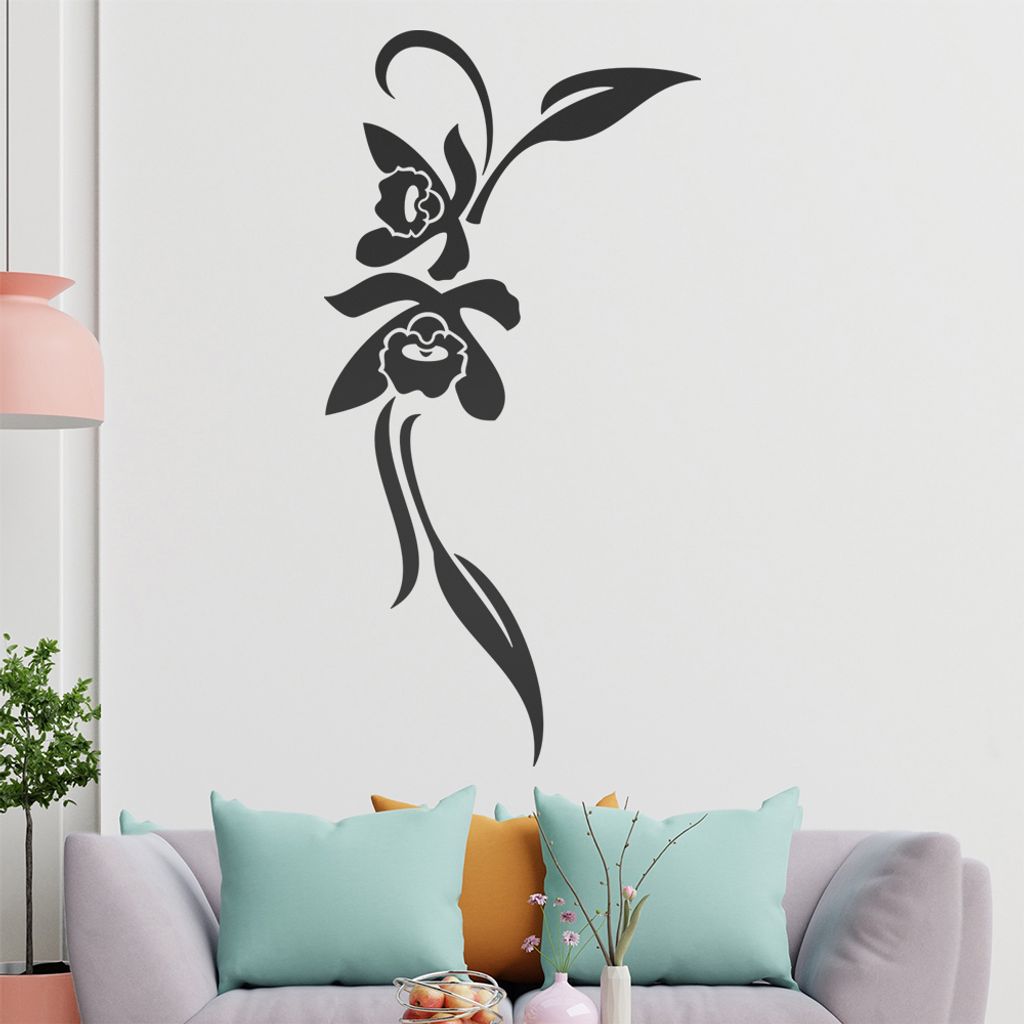 Narzisse - Linien Wandtattoo in 6 Größen - Wandaufkleber Wall Sticker - Dekoration, Küche, Wohnzimmer, Schlafzimmer, Badezimmer