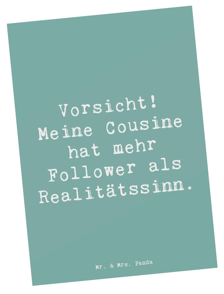 Mr. & Mrs. Panda Postkarte Spruch Cousine Influencer - Produktbild 