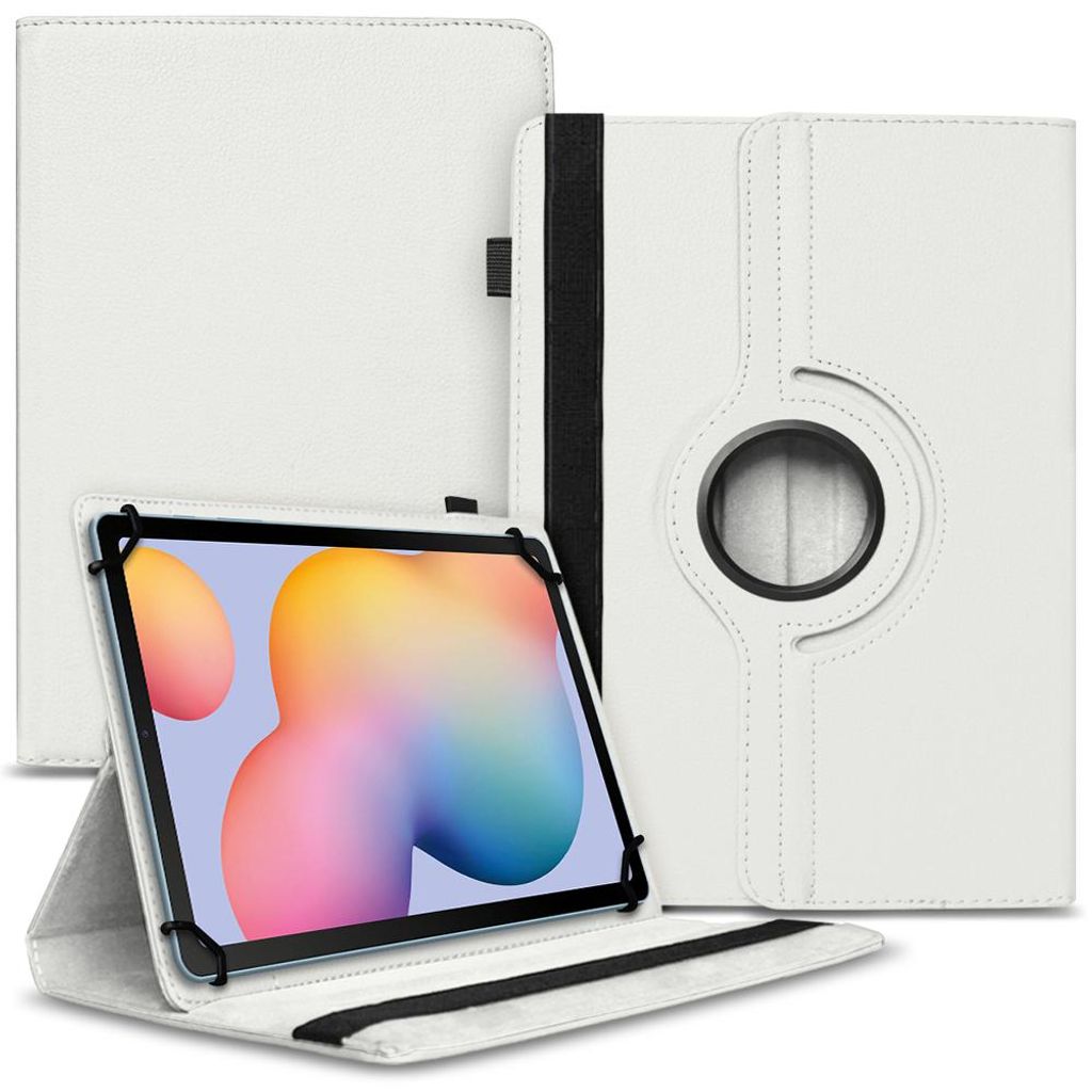 Tablet Tasche für Samsung Galaxy Tab S6 Lite Hülle Case Schutz Cover 360 DrehbarFarbe Uni 360 Taschen:Weiß