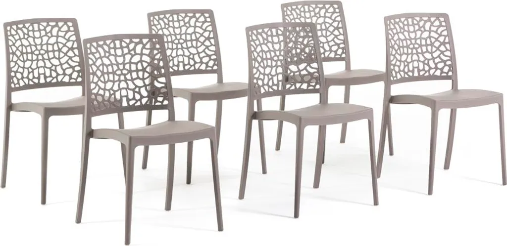 Lot de 6 chaises en fibre de verre Gris pigeon imperméables modèle ALINA
