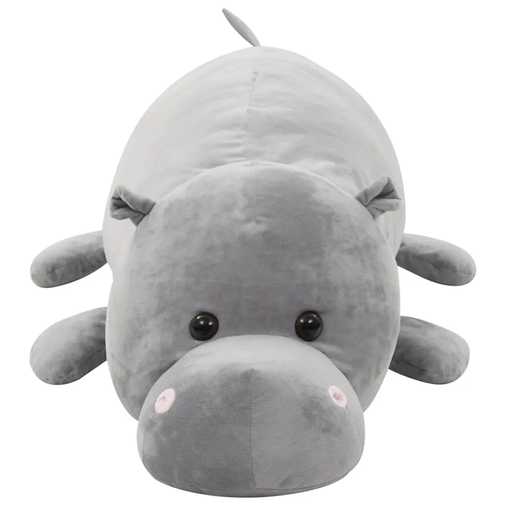 Grand Hippopotame en Peluche Gris - Doudou Géant Moelleux 80 cm