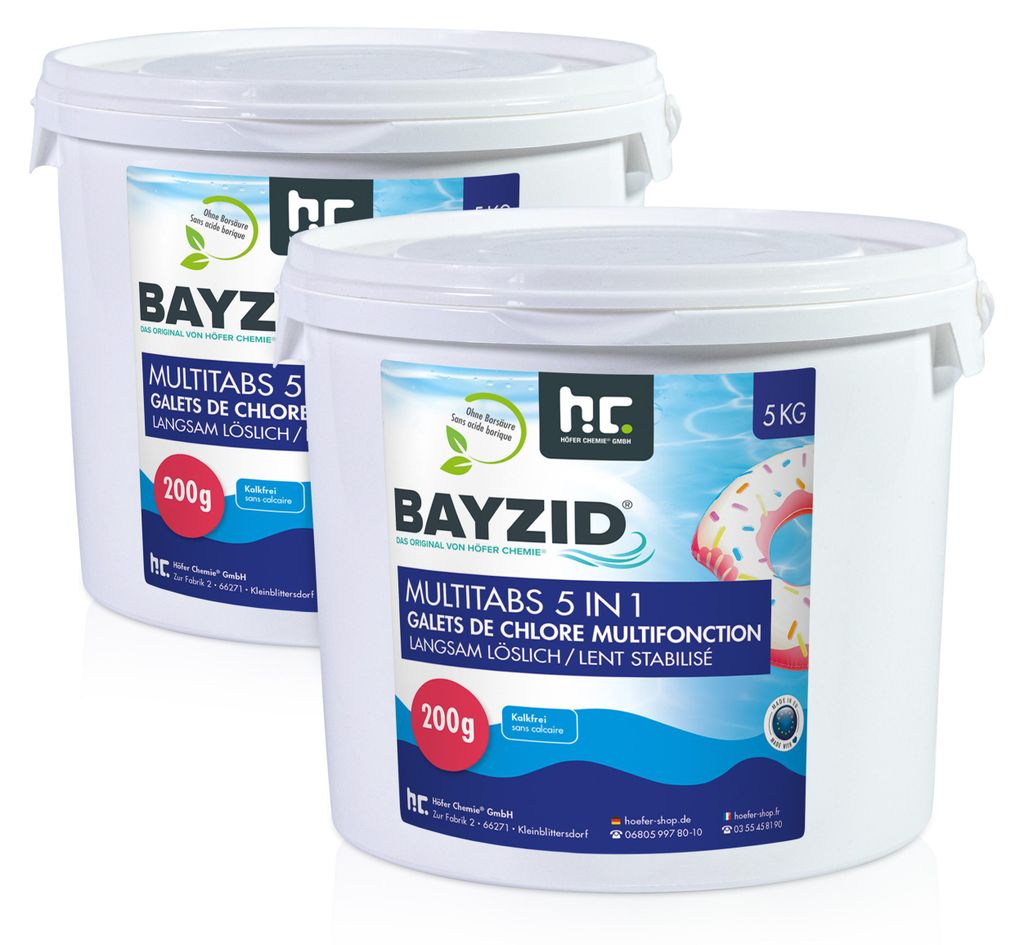 2x 5 kg BAYZID® Multitabs 200g 5in1 für Pools Produktbild 