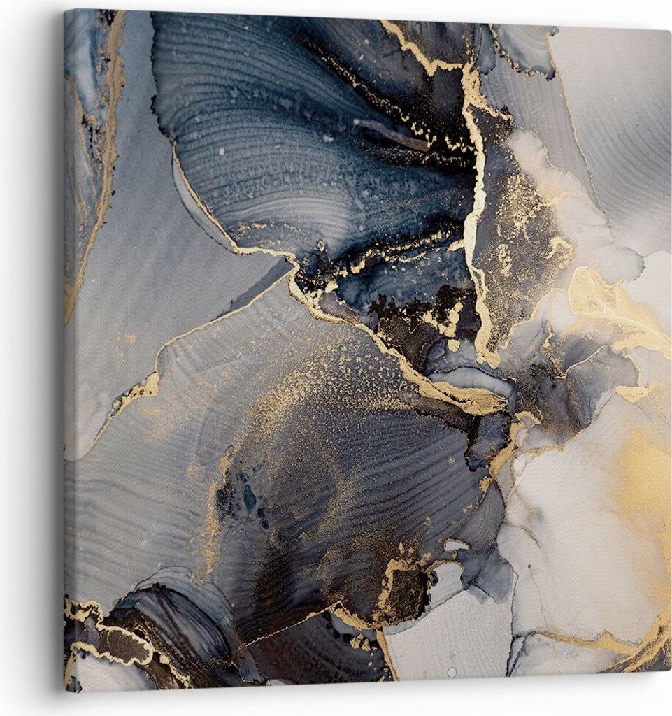 Bild auf Leinwand - Leinwandbild - Einteilig - Dunkel Abstraktion Gold - 30x30cm - Wand Bild - Wanddeko - Wandbilder - Leinwanddruck - Bilder - Wan...