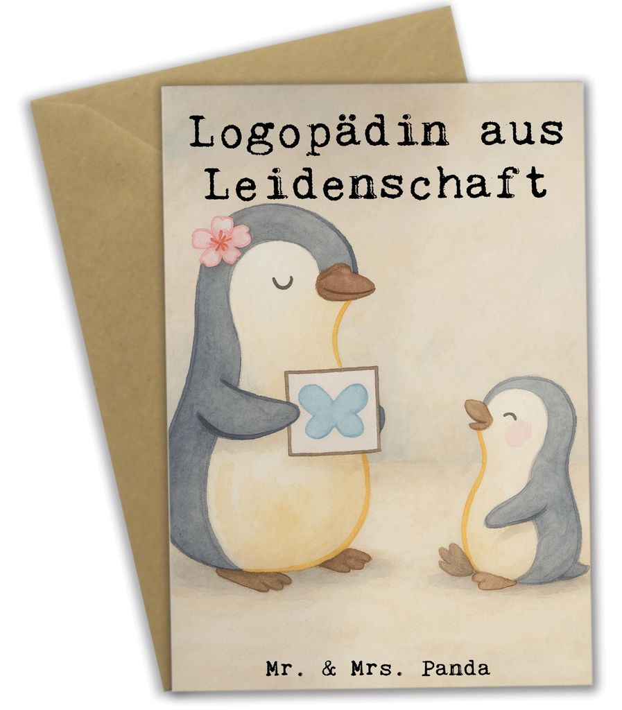 Mr. & Mrs. Panda neujahrskarte Logopädin Leidenschaft Design - Weiß - Geschenk, osterkarte, einladungskarten, babykarte, Spruch, Grußkarten, wei...