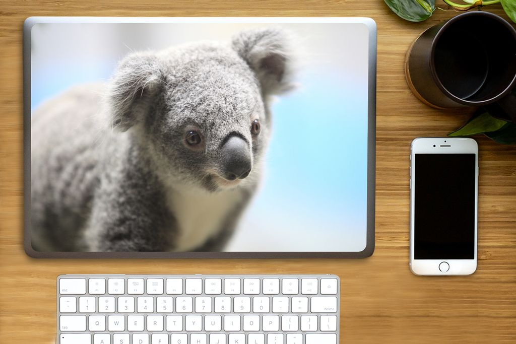 MuchoWow Laptop Aufkleber Sticker Cover Koala - Nahaufnahme - Tier - Kinder - Jungen - Mädchen 36.5x27.5 cm - Laptop-Sticker