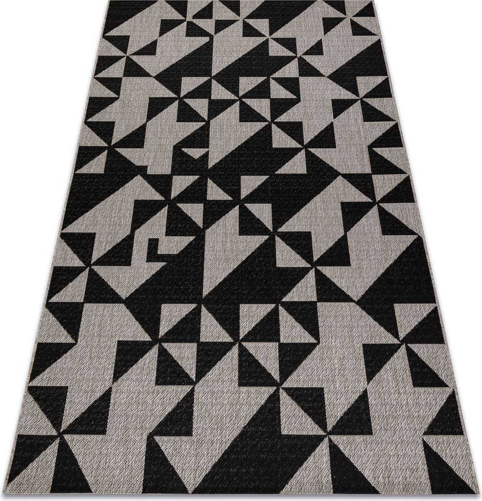 TEPPICH SIZAL FLOORLUX 20489 silber / schwarz DREIECKE Grau 120x170 cm