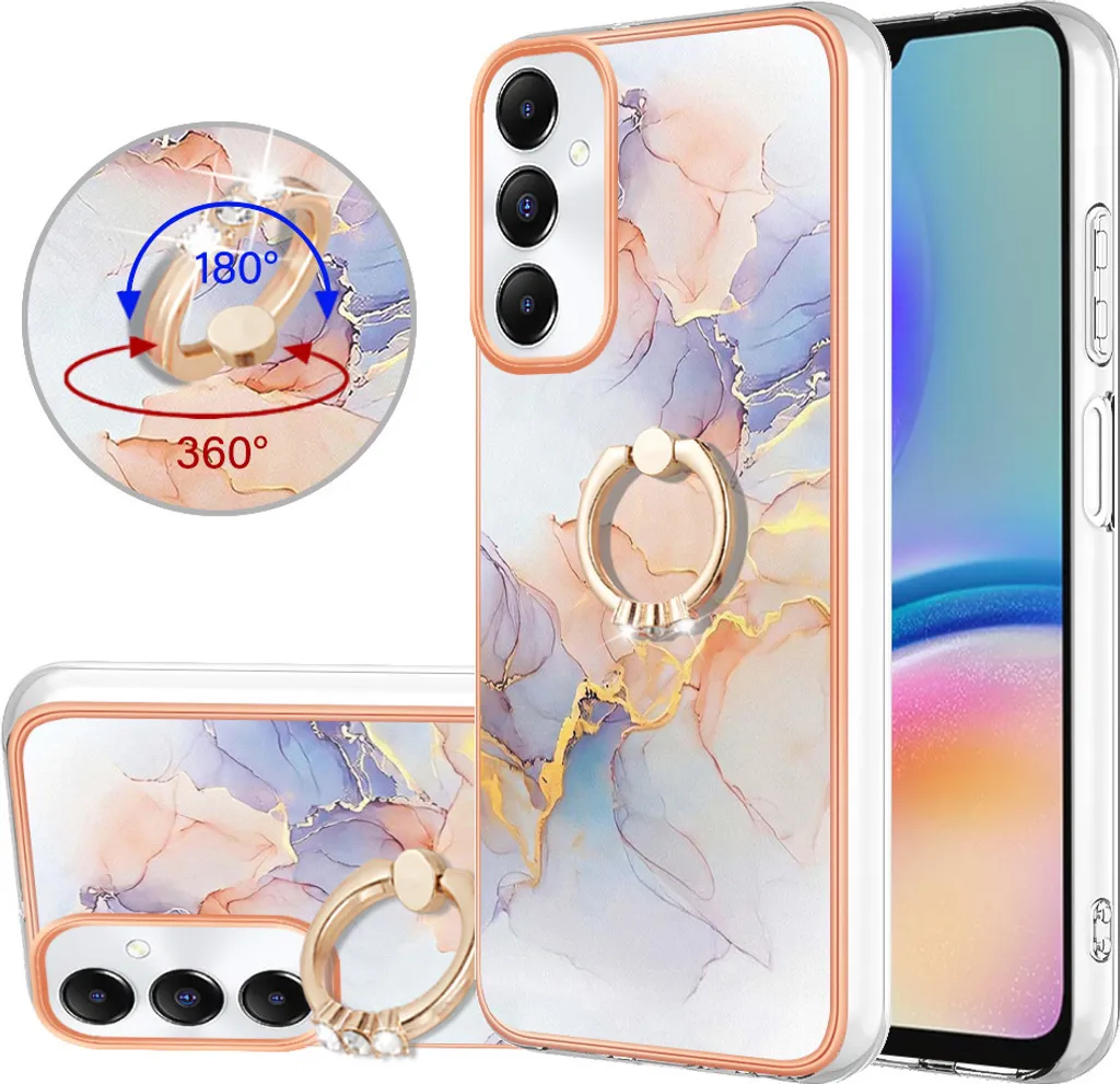 Custodia per Samsung Galaxy A05S, custodia protettiva in silicone TPU a fantasia con supporto ad anello Grigio