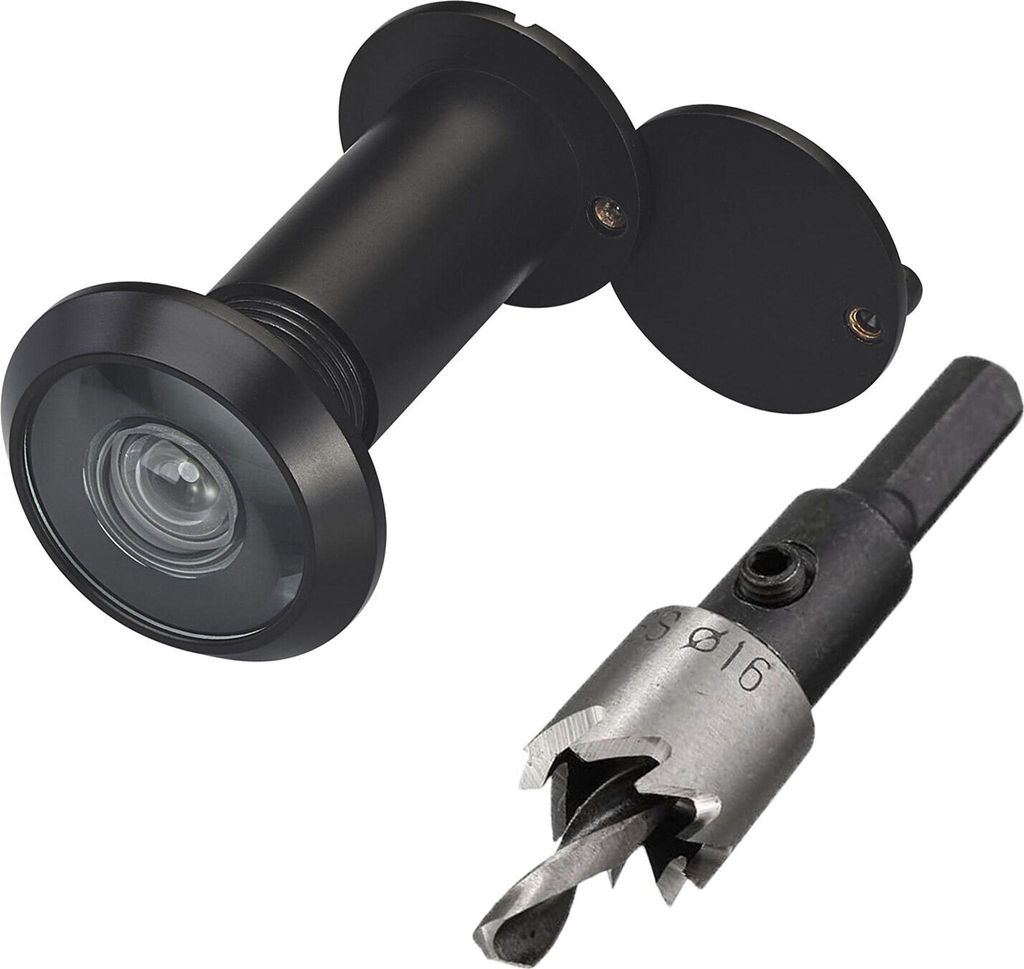 220-Grad-Türspion aus massives Messing für 3,5 cm bis 5,5 cm für Zuhause, Büro, Hotel, Farbe: Schwarz