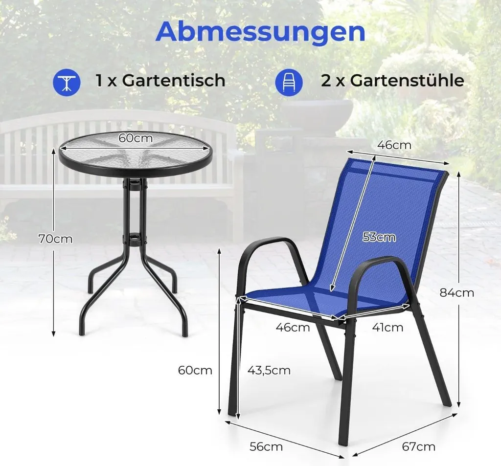 Mobilier de balcon bleu compact : solution de rangement 3 pièces - 2