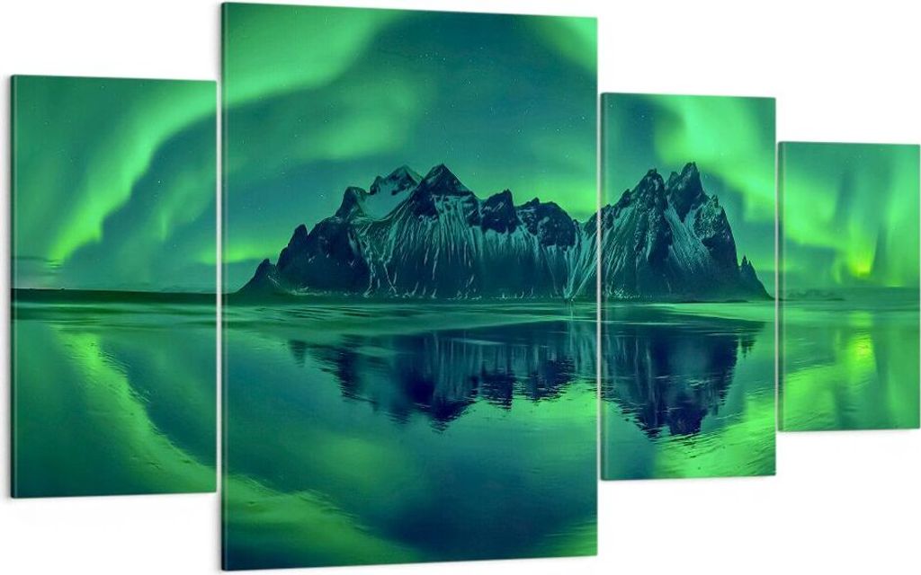 Bild auf Leinwand - Leinwandbild - Berg Gletscher Wasser - 160x90cm - Wand Bild - Wanddeko - Leinwanddruck - Bilder - Kunstdruck - Wanddekoration -...