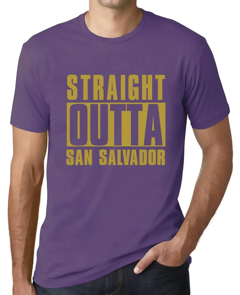 Herren Grafik T-Shirt Straight Outta San Salvador Öko-Verantwortlich Vintage Jahrgang Kurzarm Lustige Druck Geburtstag Geschenk Mann