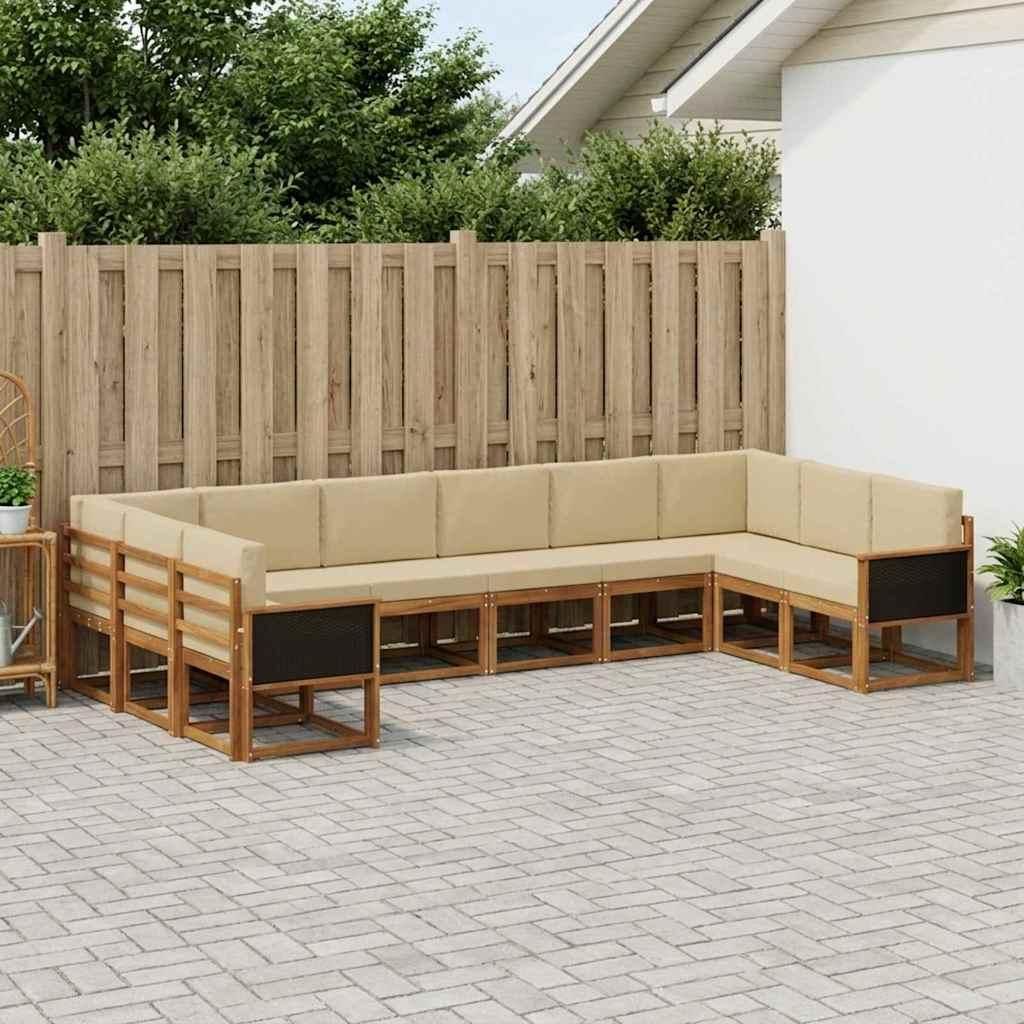 Möbel Outdoor-Sofagarnitur 10 pcs Natur und Beige Massivholz AkazieGartensofas - Gartensofas c2360