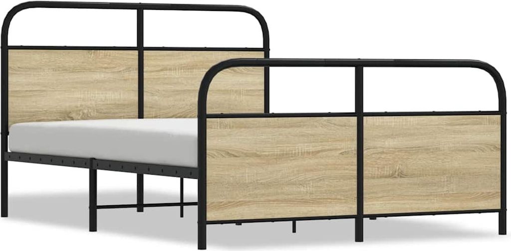 Metallbett ohne Matratze Sonoma-Eiche 140x190 cm