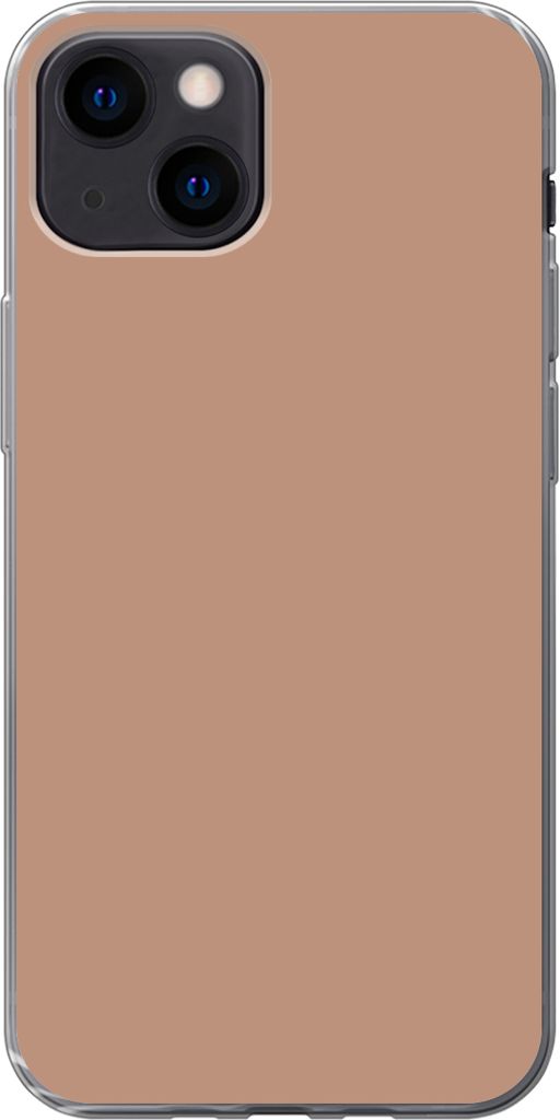 MuchoWow Handyhülle Schutzhülle Hülle für Telefoonhoesje iPhone 13 mini Beige - Farbe - Rosa Silikon Softcase Handy Hülle - Softcase