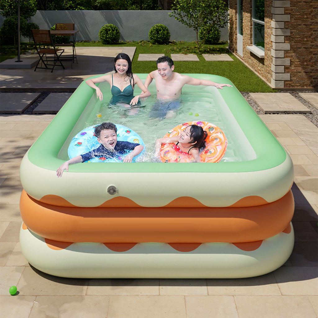 Aufblasbarer Schwimmbad 3 Schichten faltbare PVC -Blasen für Innenharten Orange 4,9 Fuß