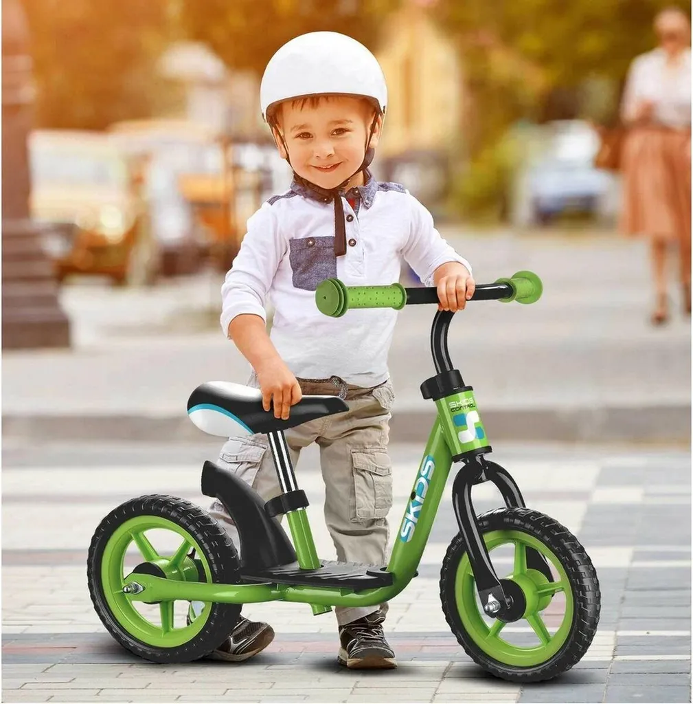 Vélo pour Enfants Skids Control Vert en Acier avec Repose-pied Confort - 5