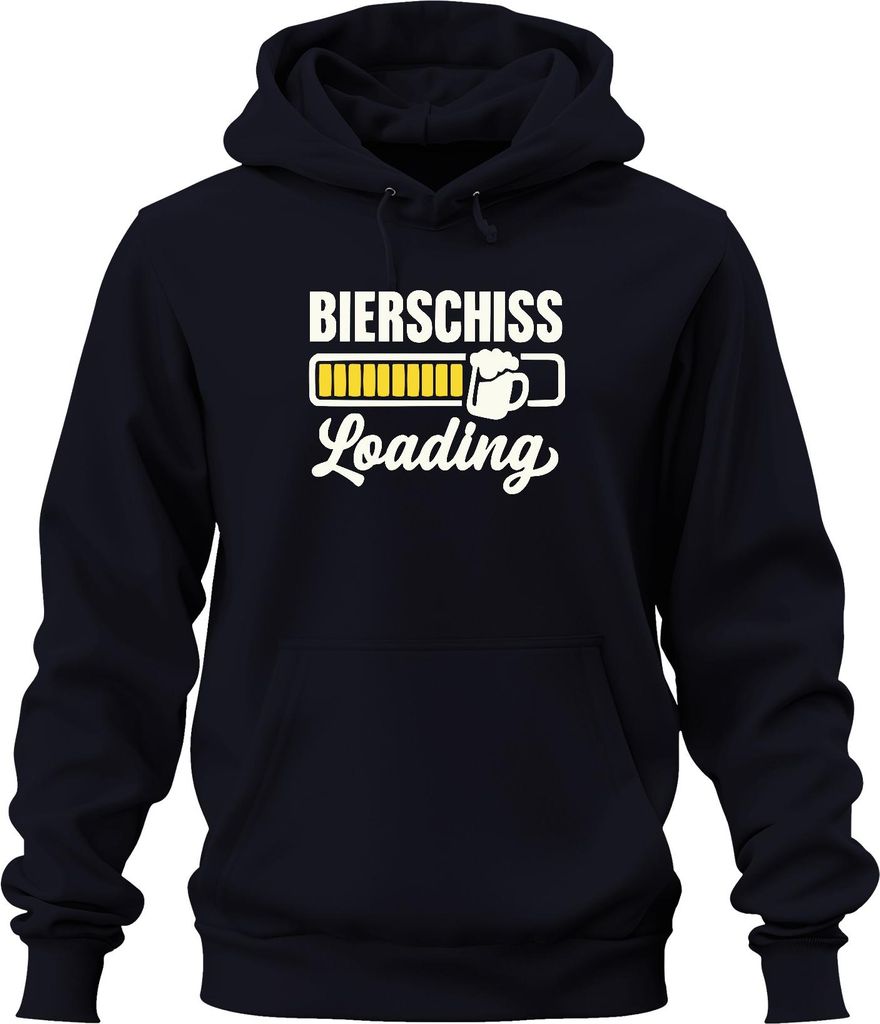 Bierschiss Loading Bier Party Geschenk JGA Lustig Uni Hoodie Kapuzenpullover, Navy, S