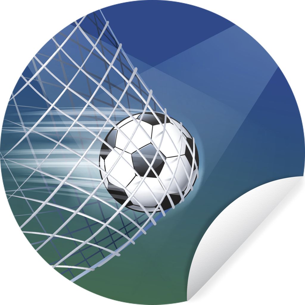 MuchoWow Runde Wandtattoo - Wandsticker Tapete Aufkleber Eine Illustration eines Fußballs im Netz - Jungen - Mädchen - Kinder Ø 30 cm Selbstkl...