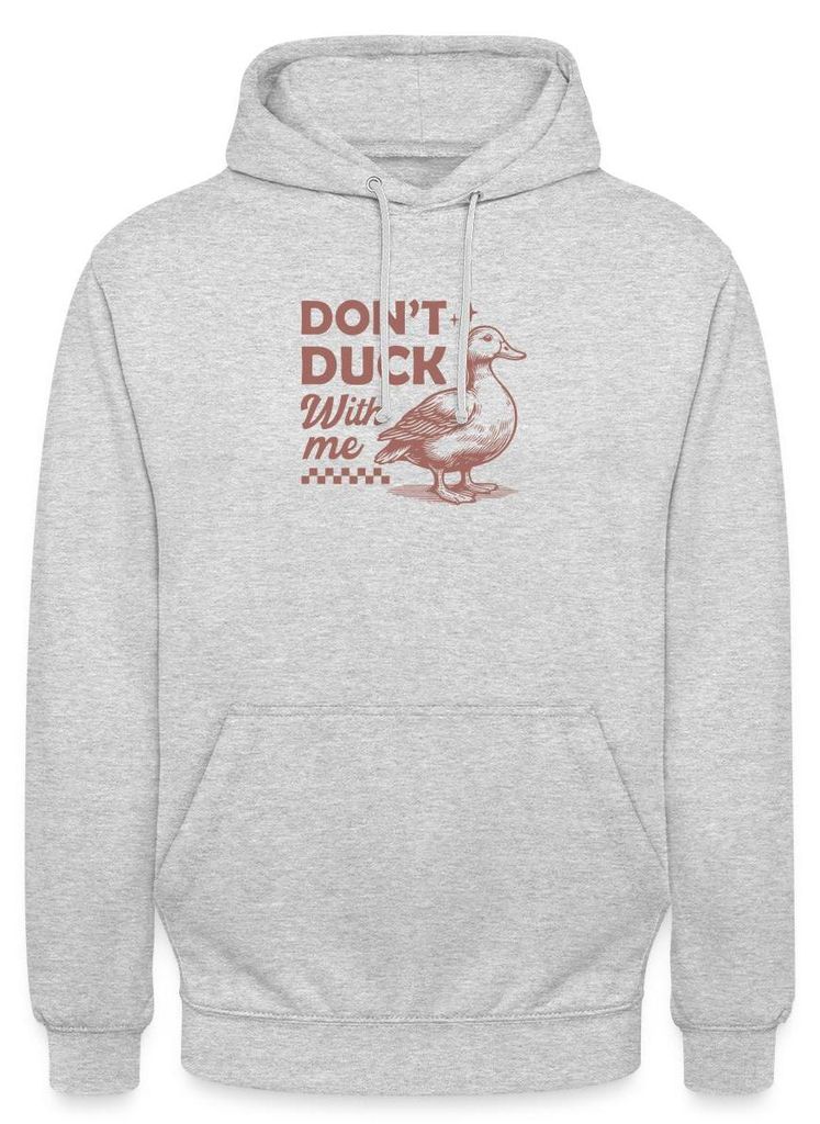 Spreadshirt Don’t Duck With Me | Freche Ente Humor Uni Hoodie, 4XL, Hellgrau meliert