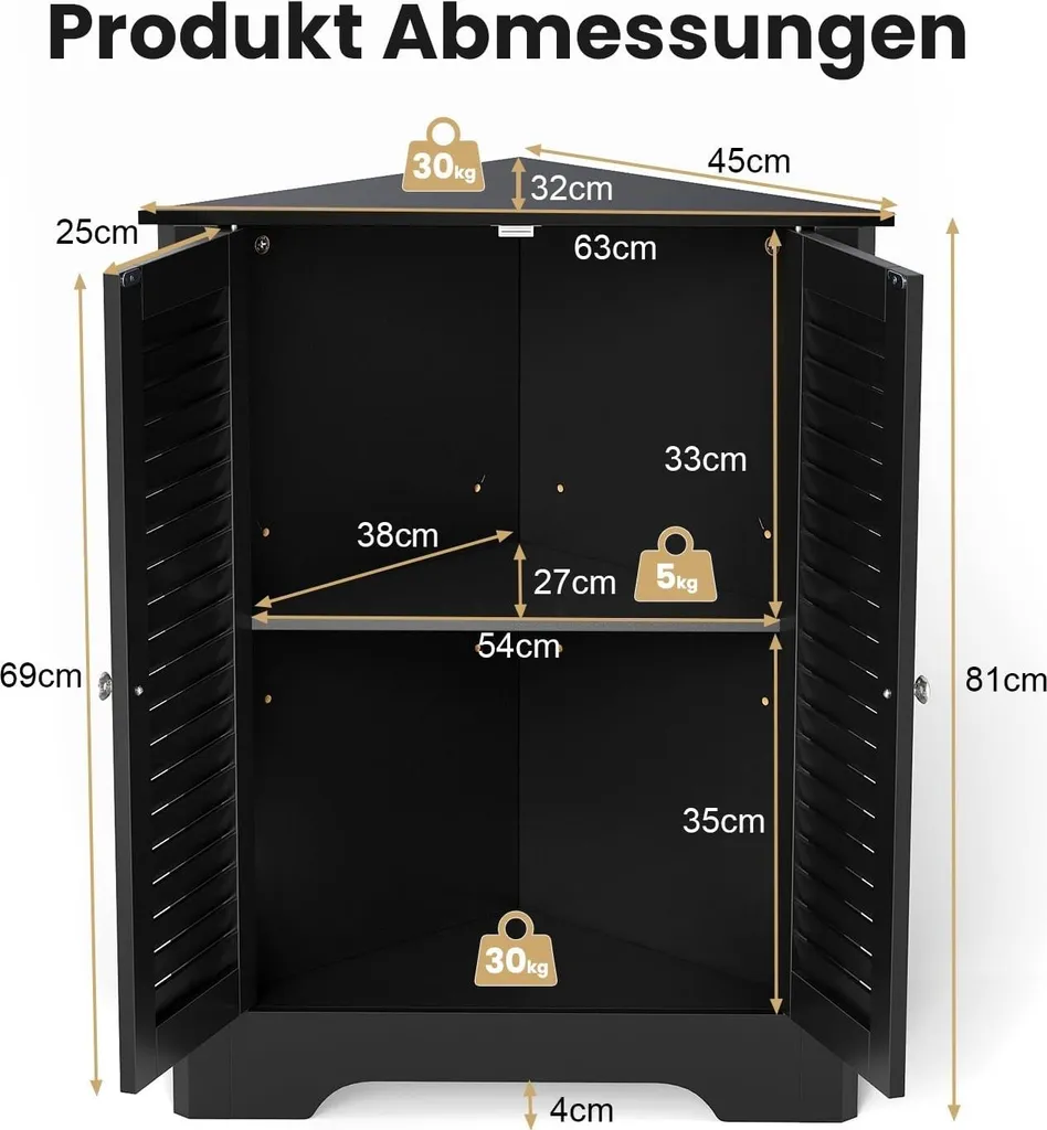 Armoire d'angle pour optimiser l'espace de rangement, design noir - 2