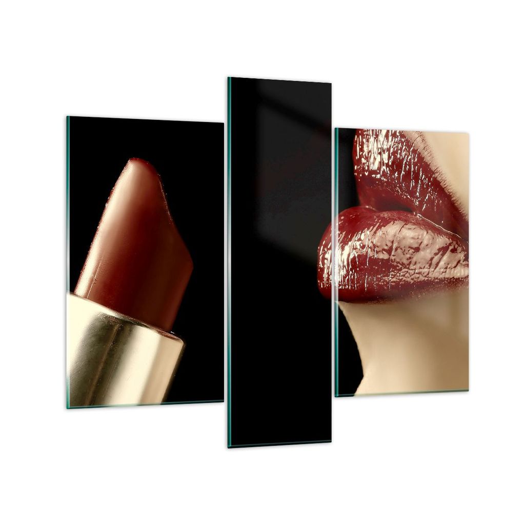 Bilder auf glas - Frau rote Lippen Lippenstift Gesicht - 95x80cm - Glasbilder - Wandbilder - Kunstdruck - Wanddekoration aus Glas - Glas Bilder - W...