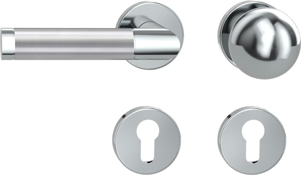 Griffwerk CHRISTINA Klipptechnik -Edelstahl poliert/matt Rosettengarnitur -Klippt. -Knopf R4 -WL -TS 40-45mm