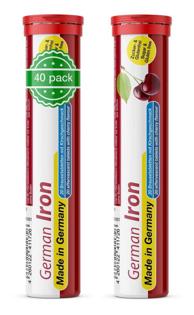 German Eisen Brausetabletten 2x20 Stk. - Kirsch Geschmack – Produktbild 