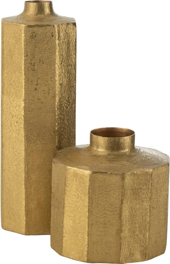Vase géométrique or en métal robuste grand format J-Line déco - 3