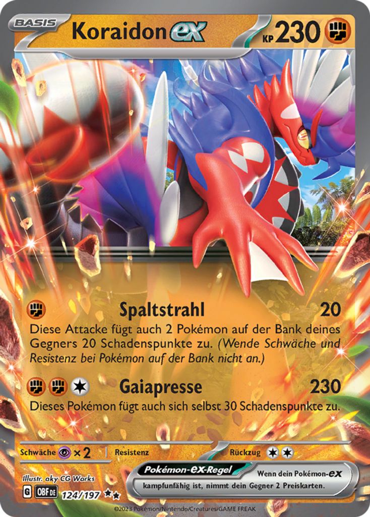 Koraidon ex Doppelstern Karmesin & Purpur Obsidianflammen 124/197 Sammelkarten Pokemon Einzelkarten