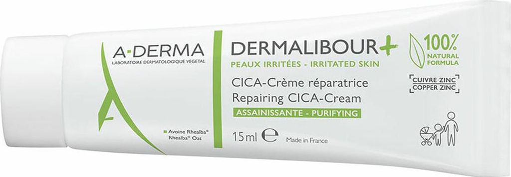 A-DERMA Dermalibour, crema reparadora CICA, 15 ml Imagen del producto 
