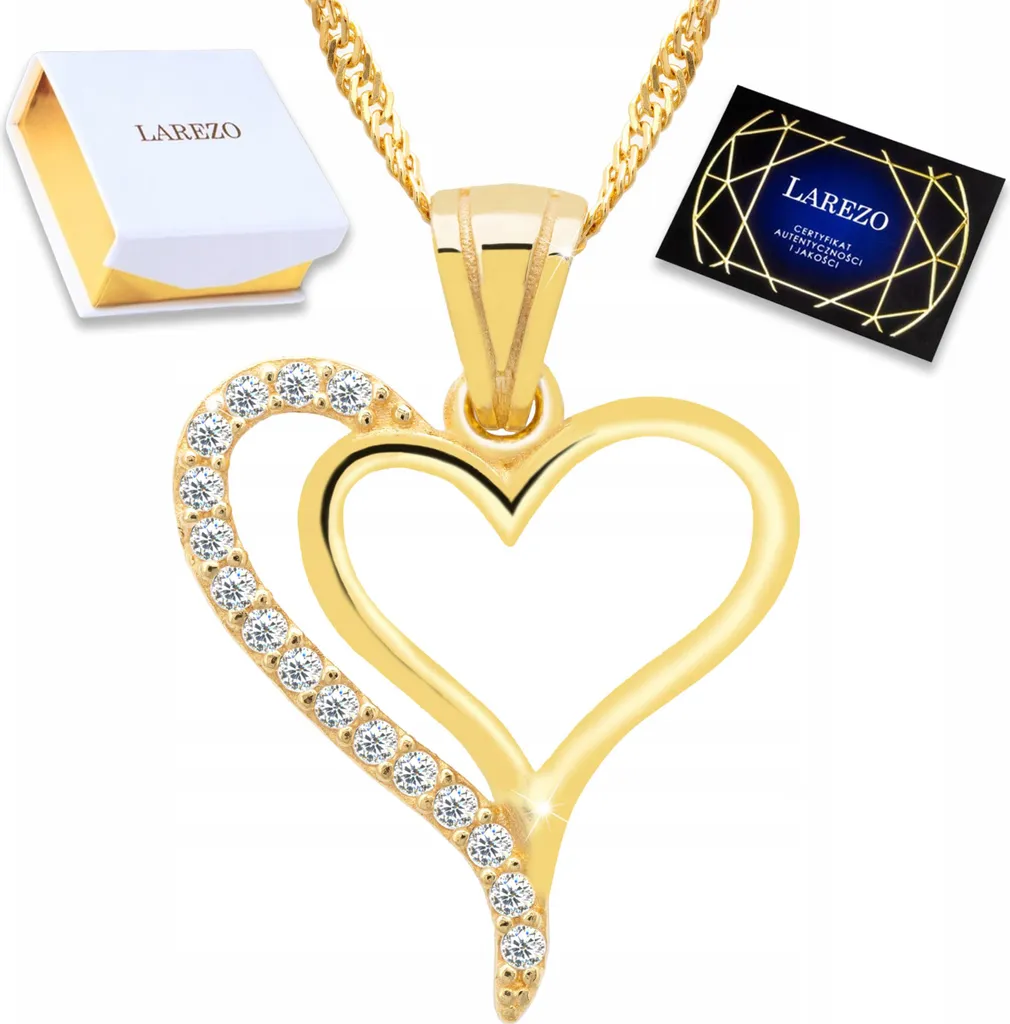 Collana Due Cuori Intrecciati Argento 925 Dorato e Zirconi Brillanti