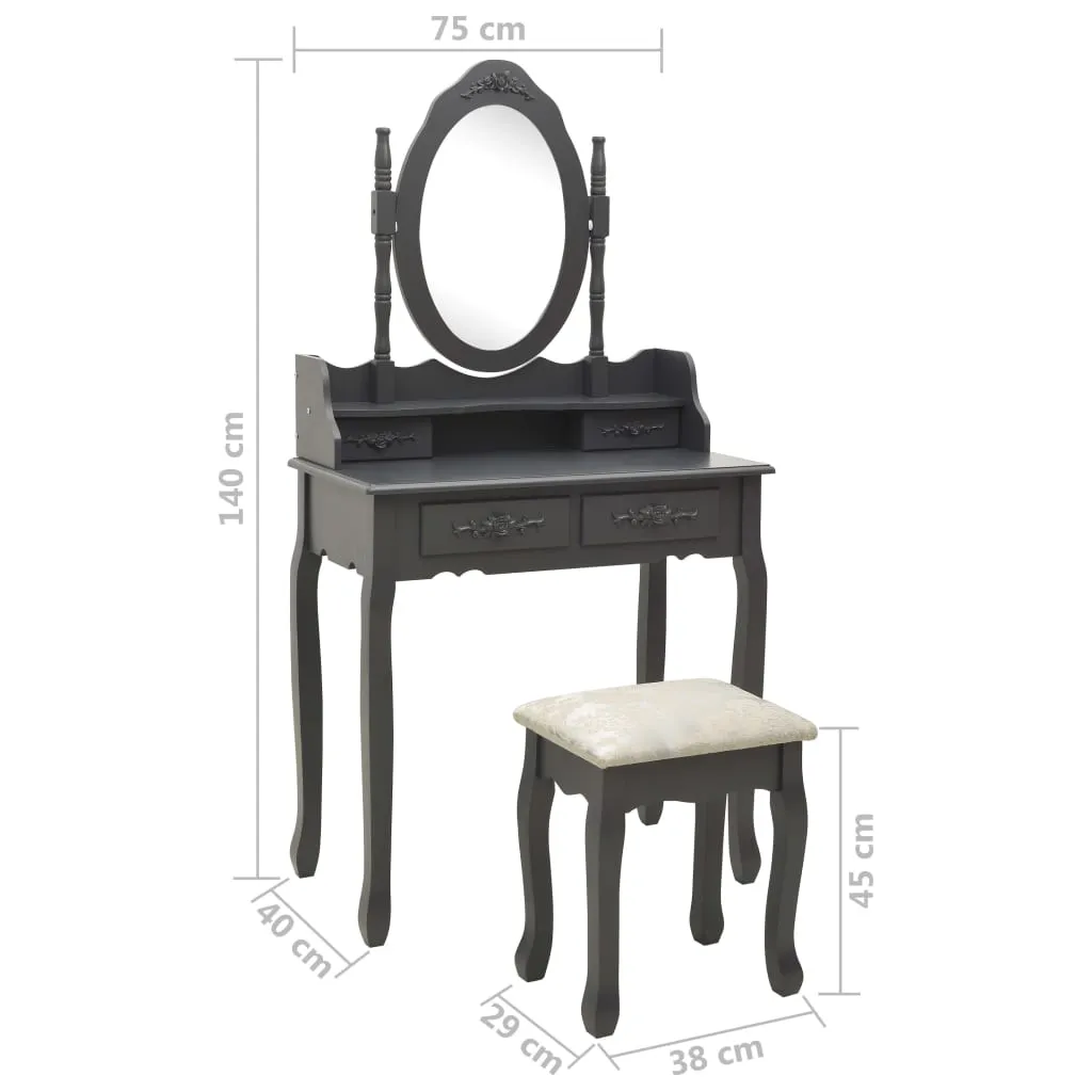Table de Maquillage Grise avec Siège Confortable pour Routine Beauté - 11