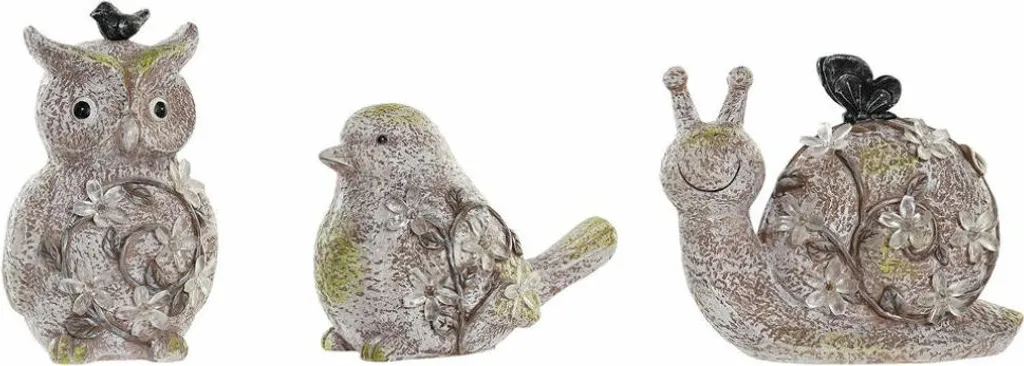Figurine en Résine Rose Design Naturel DKD Home Decor 20.5 cm - 3 Pièces