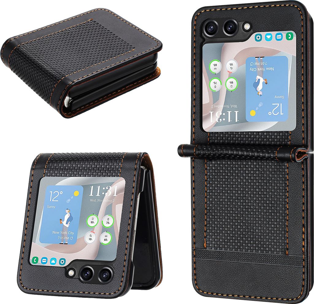 Handyhülle für Samsung Galaxy Z Flip 5 Leder Flip Klappbare Produktbild 