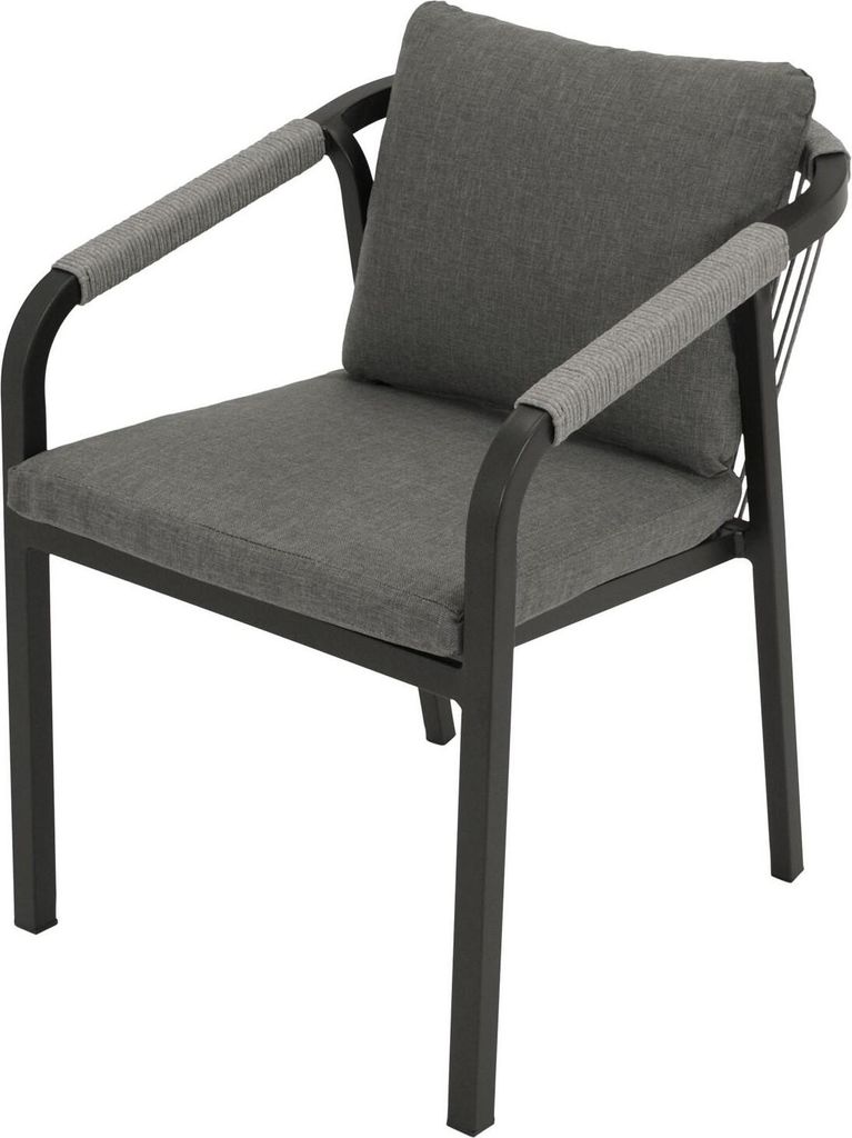 4er Set Stapelsessel 62 x 55 x 74 cm Aluminium Rope Polyester Grau