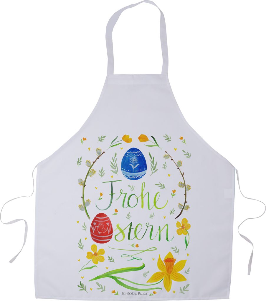 Mr. & Mrs. Panda Schürze Ostern Frohe Ostern - Weiß - Geschenk, Osterblume, Küchenschürze, Osterei, Kochschürze, Ostergrüße, Grillschürze, ...