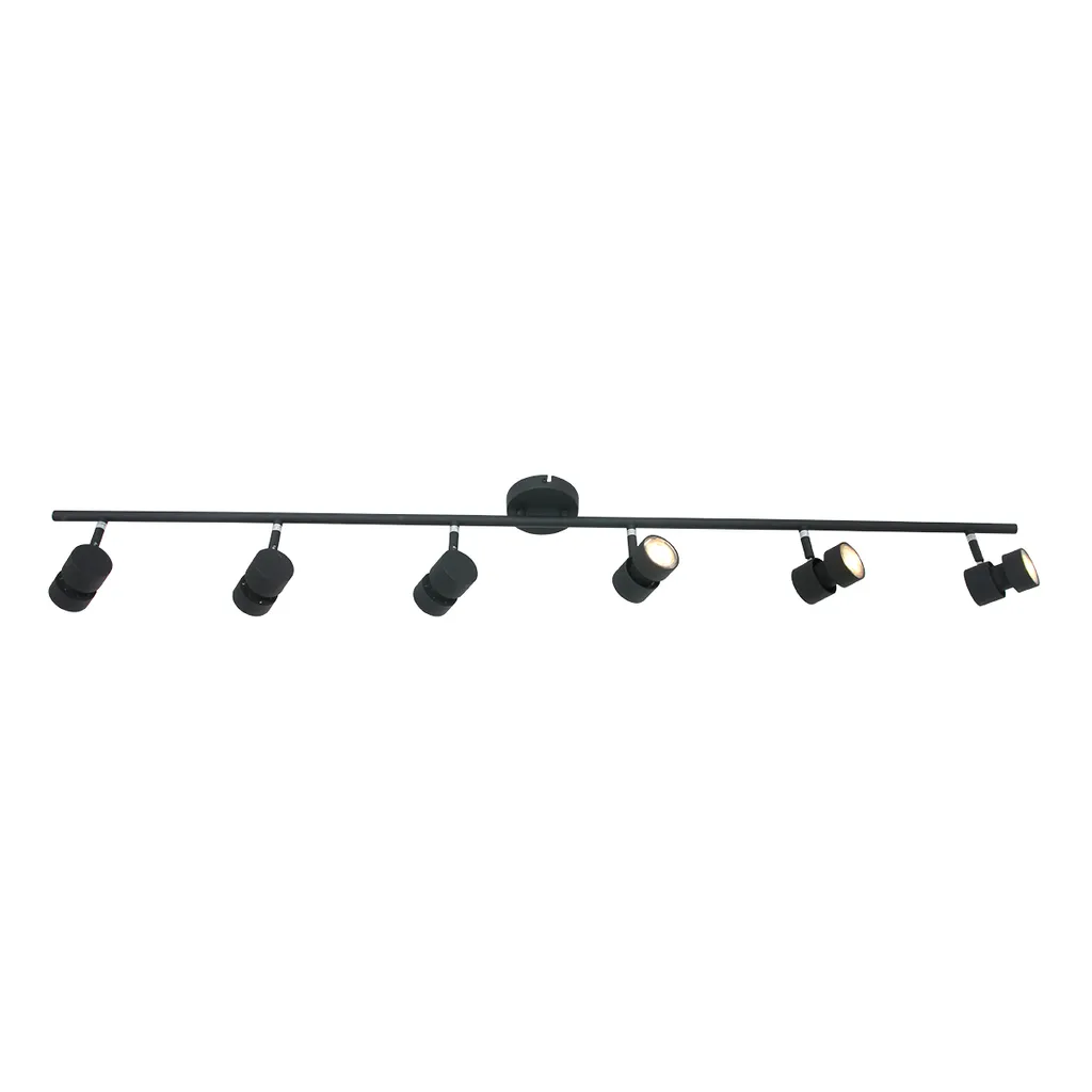 Rampe de spots LED noirs 6 lumières orientables longueur 134 cm chic
