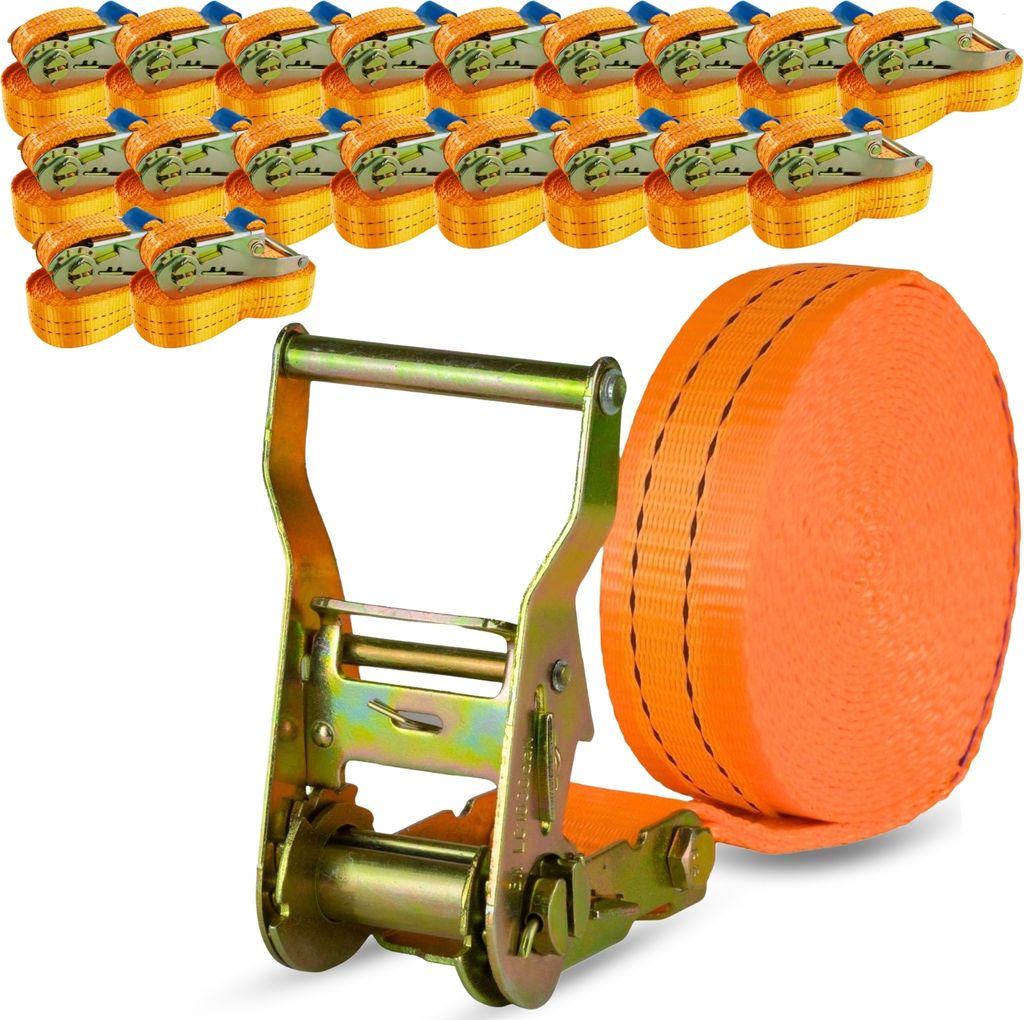 Safetytex 20x Spanngurt 6 Meter 35mm 2000kg einteilig LKW Anhänger Zurrgurt orange