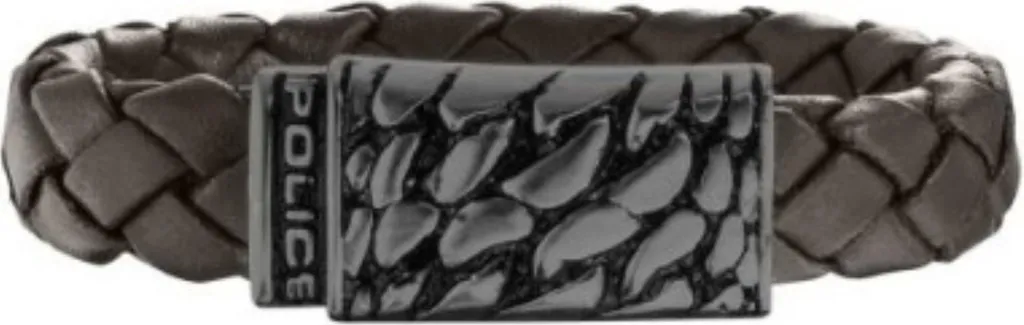 Bracelet Police PJ25729BLC.02-S Cuir Noir Alligator Tressé 19 cm Homme