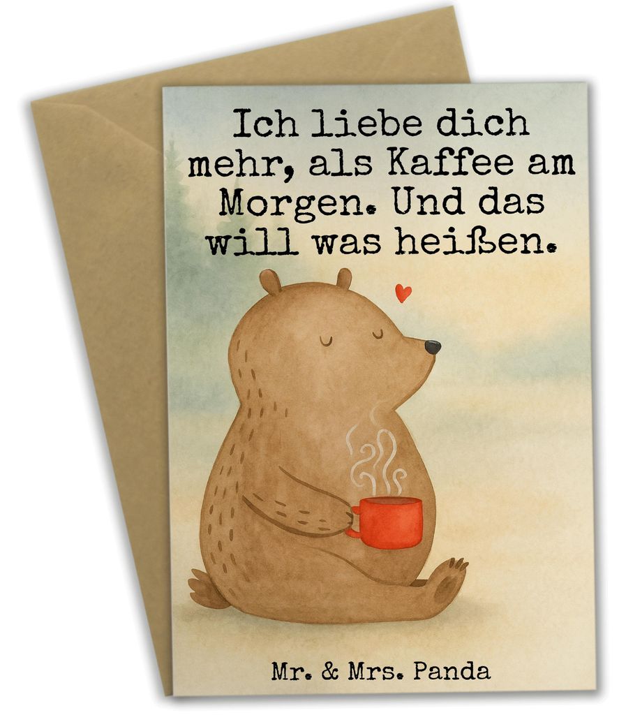 Mr. & Mrs. Panda Glückwunschkarte Bär Morgenkaffee Design - Weiß - Geschenk, Grußkarten, Freundin, osterkarte, Hochzeitstag, für Frauen, Jahre...
