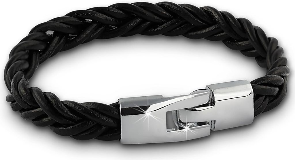 SilberDream Armband Leder -gegerbtes Rindsleder- schwarz Damen Herren LAC786S
