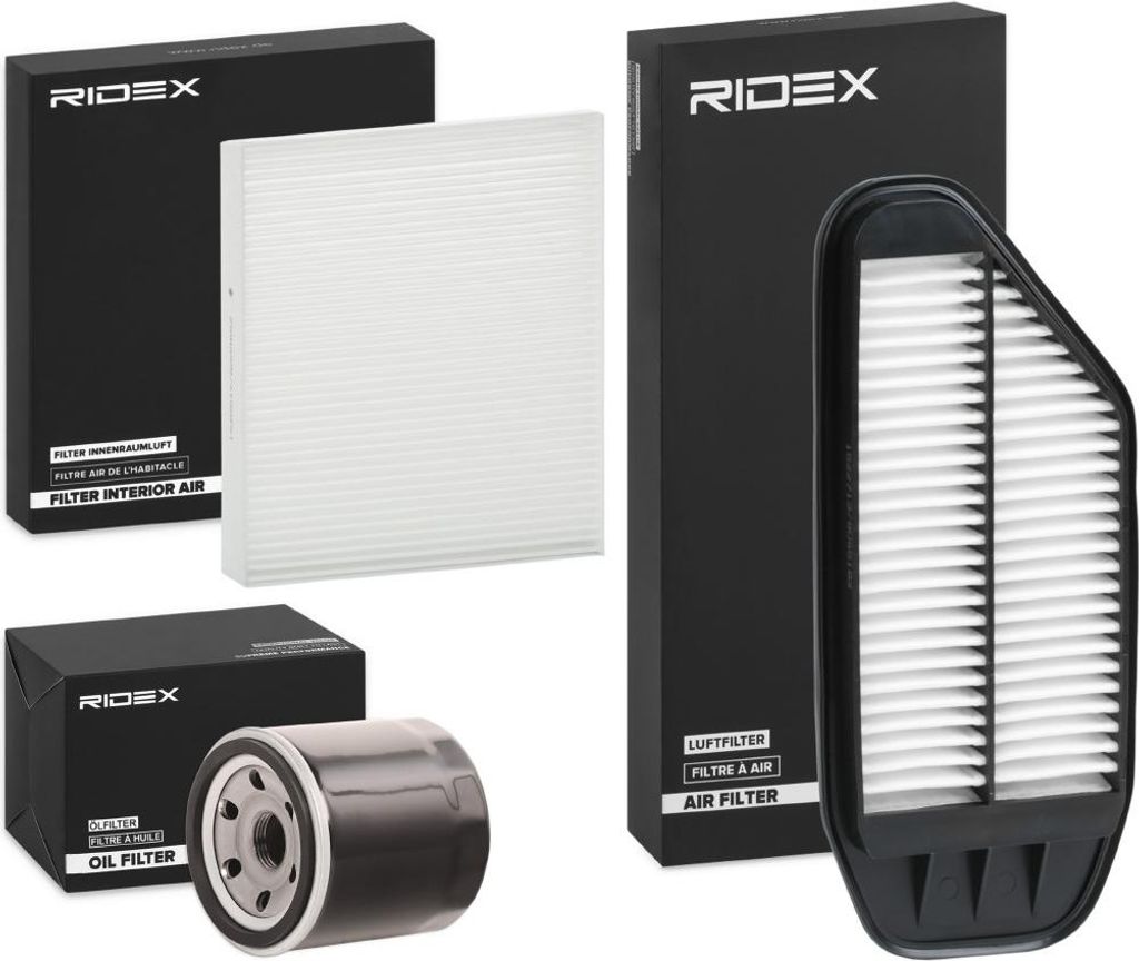RIDEX Filterset Inspektionspaket Filtersatz für VW Bora Limousine (1J2) für OPEL INSIGNIA Caravan für KIA PICANTO (JA) für CHEVROLET SPARK (M300)