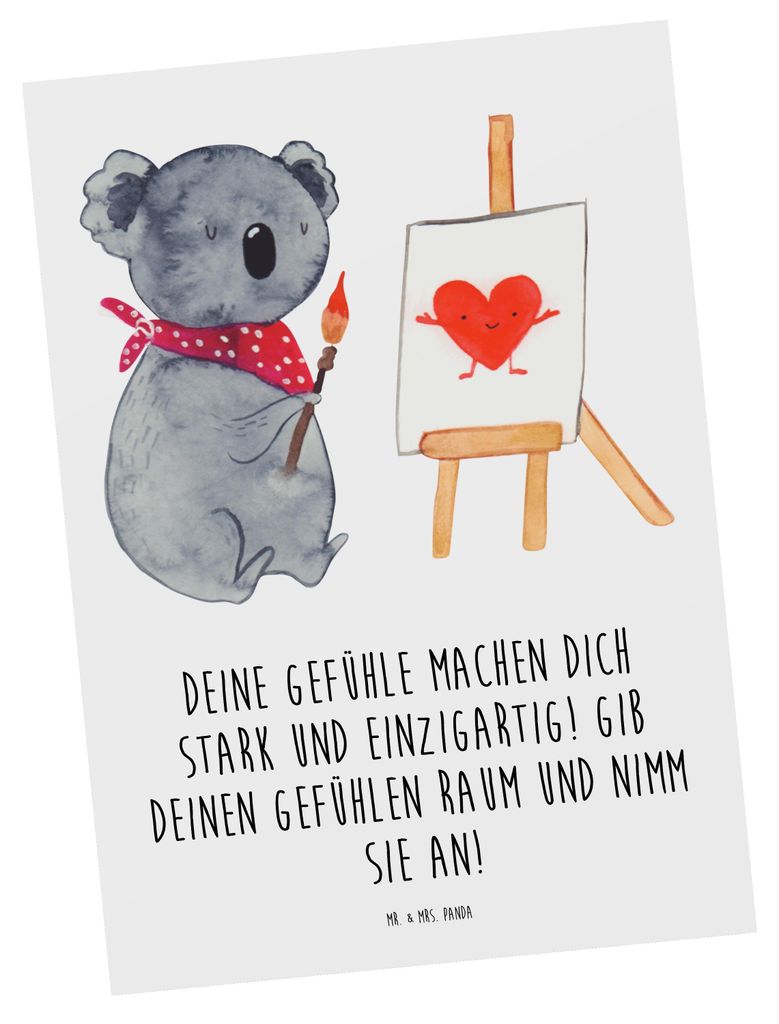 Mr. & Mrs. Panda Postkarte Emotionen ausdrücken - Weiß - Geschenk, Zuversicht, Trost, Grußkarte, Alltag aufhellen, schwerer Moment, Geschenkidee...