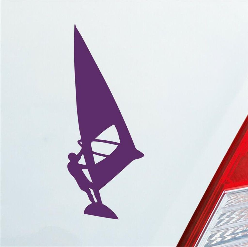 Auto Aufkleber Windsurfer Wind Surfer Surfing Kite 12x5 cm Lila Sticker Heckscheibenaufkleber