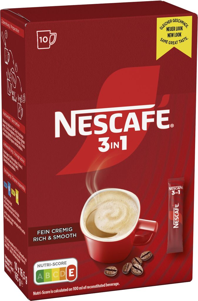 Nescafé 3in1 Sticks, Instantkaffee mit Creamer und Zucker, Produktbild