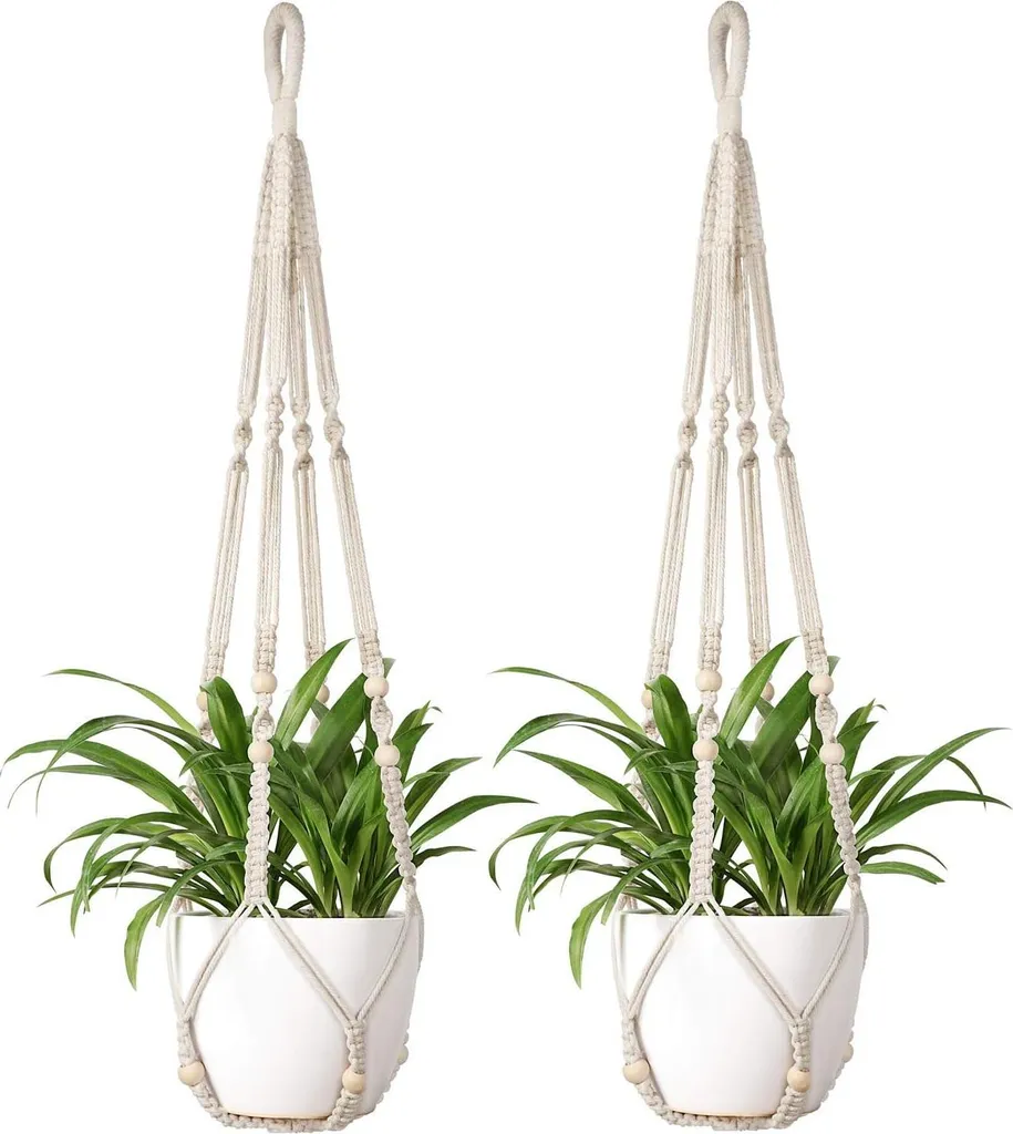 Support plante suspendu macramé pour balcon et salon, style jungle urbaine