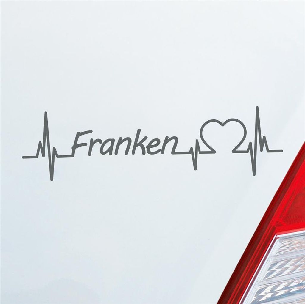 Auto Aufkleber Franken Puls Herzschlag mit Ferien Region Motiv 19x5 cm Grau Sticker Heckscheibenaufkleber